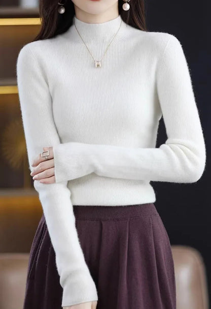 Pull en tricot à demi-col roulé pour femme, couleur unie, coréen, manches longues, mode assortie, épais, chaud, Slim, nouvelle collection automne hiver