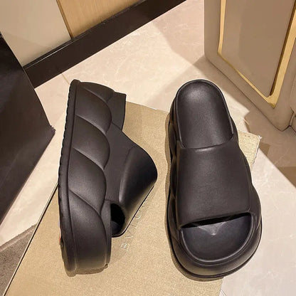 Sandales d'été à talons hauts de 7 cm pour femmes, mules à talons épais, tongs EVA, chaussures de maison, pantoufles à plateforme d'extérieur, nouvelle collection