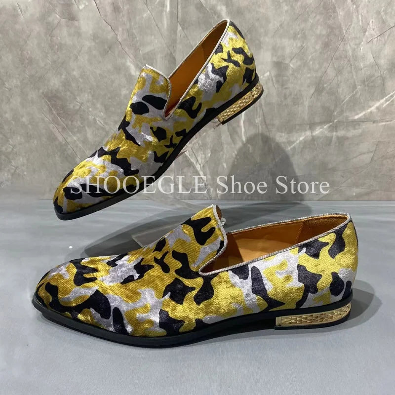 Mocassins en daim à imprimé léopard pour hommes, chaussures décontractées en cuir, chaussures simples, robe d'affaires, bureau, mariage, printemps, été