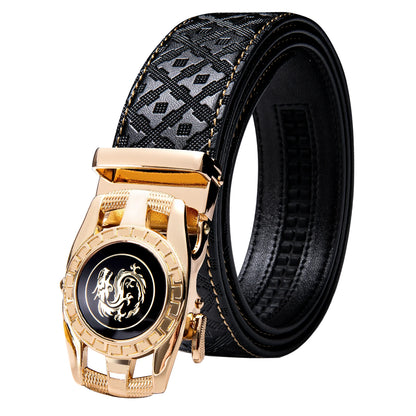 Ceintures en cuir noir pour hommes, 110CM-130CM, sangle à cliquet en relief, boucles automatiques, robe coulissante, ceinture en jean pour hommes