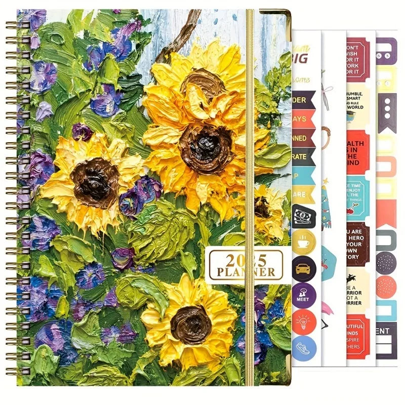 Planificateur 2025 Calendrier hebdomadaire et mensuel 2025 de janvier à décembre A5 (6,2" x 8,5") Plan de travail accaden de 12 mois Etiquettesmic