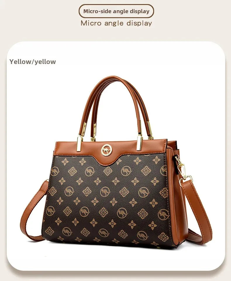 Sac fourre-tout rétro de grande capacité, sac à main imprimé couleur assortie Simple, cadeau pour maman, sac à bandoulière Simple, fermeture à glissière, autre matériau