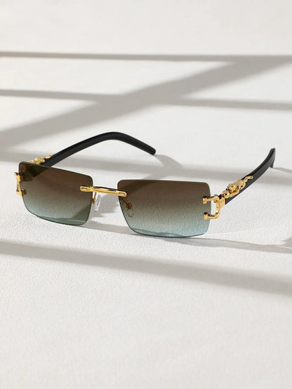 Lunettes de soleil rectangulaires sans cadre, lunettes de soleil personnalisées, à la mode, 03/Life, 1/2 pièces