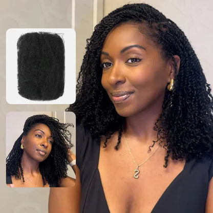 Extensions de cheveux humains afro crépus élégants en vrac noir naturel/marron/gris-léger pour tresser, coiffer et usage quotidien