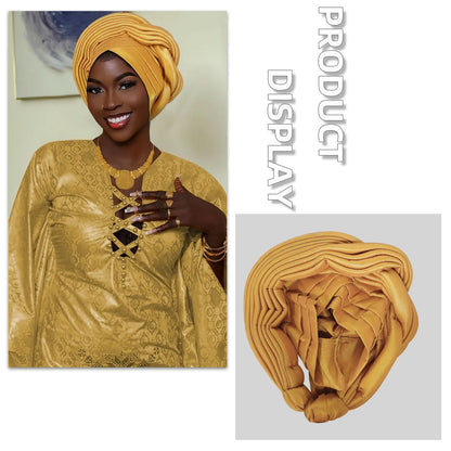 Mode africaine musulmane Turban casquette femmes Autogele couvre-chef dame bandeau Nigeria mariage couvre-chef Turbante Mujer 2025