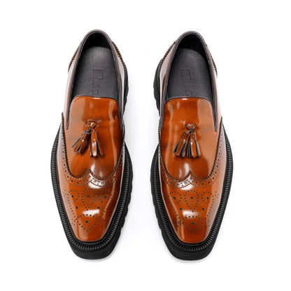 Mocassins d'été en cuir véritable pour hommes, chaussures d'été à enfiler, respirantes, semelle épaisse, richelieu, pompon, tenue décontractée