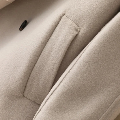 Manteau en laine Double face pour femme, épais, mi-long, col de costume, coupe ample, couleur Pure, polyvalent, nouveau Style automne hiver