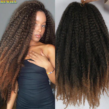 1 - 6 paquets de cheveux en crochet de twists Marley de 18 pouces, de noir et brun à blond, cheveux de tresse ombré Afro Marley synthétique, pour les tresses de mèches fausses
