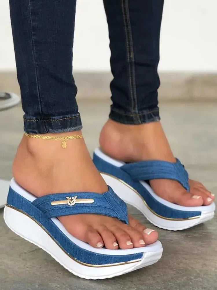 Sandales femmes été 2023 mode tongs en plein air décontracté plate-forme sandales dames grande taille compensées plage pantoufles Muje