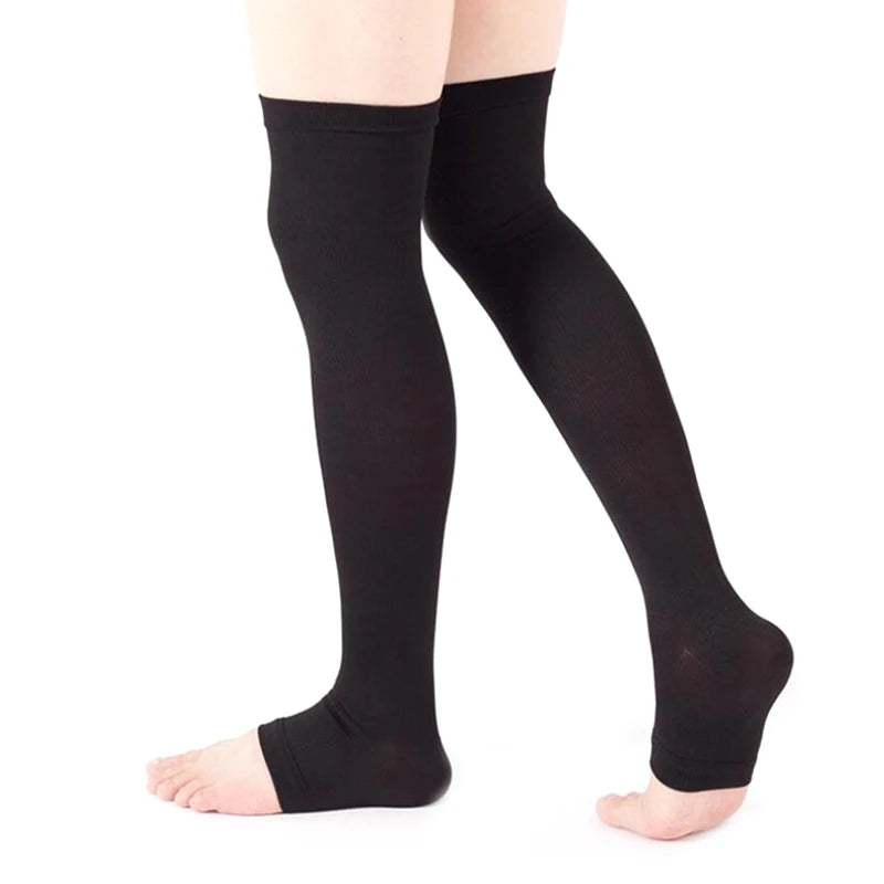 1 paire de bas de Compression médicaux à bout ouvert, hauteur des genoux, bas pour varices, attelle de Compression unisexe, façonnant, 18-21mm
