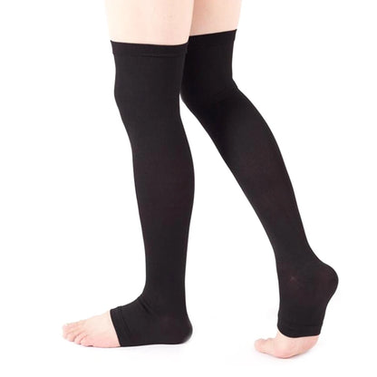 1 paire de bas de Compression médicaux à bout ouvert, hauteur des genoux, bas pour varices, attelle de Compression unisexe, façonnant, 18-21mm
