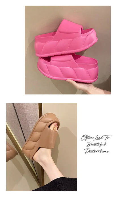 Sandales d'été à talons hauts de 7 cm pour femmes, mules à talons épais, tongs EVA, chaussures de maison, pantoufles à plateforme d'extérieur, nouvelle collection