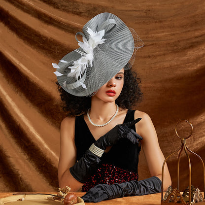 Chapeau de mariage en plumes parfaites, chapeaux Derby Kentucky en paille à la mode, fascinateurs de mariée de luxe Premium, bandeau Unique avec Clip pour voile