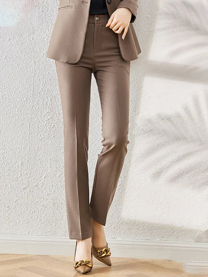 Costume Blazer Bleu Décontracté pour Femme, Tenue de Bureau, Manches sulf, Veste à Bouton Unique, Ensemble 2 Pièces, Chic, Mode, Pantalon, Élégant