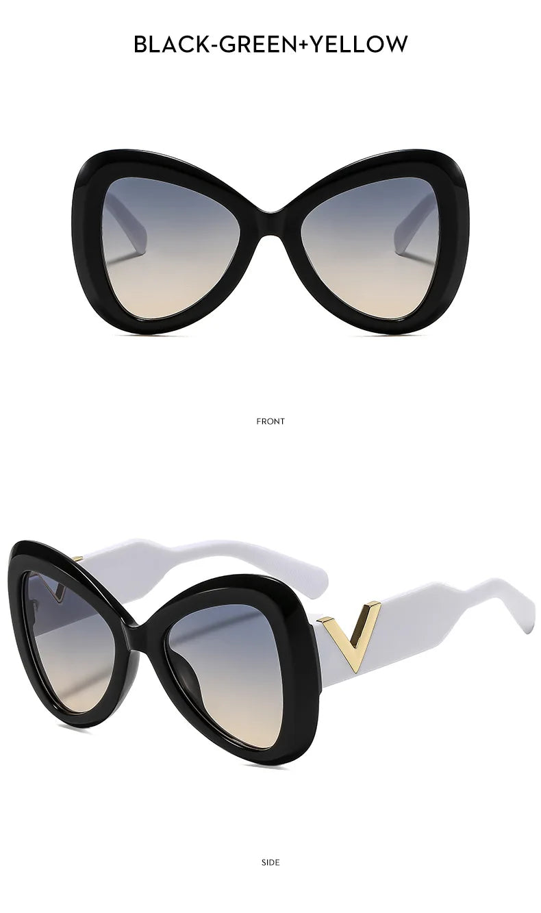 2025 nouvelle mode grand cadre oeil de chat papillon femmes lunettes de soleil de luxe concepteur hommes lunettes de soleil en plein air voyage lunettes femme UV400