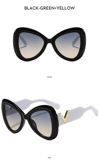 2025 nouvelle mode grand cadre oeil de chat papillon femmes lunettes de soleil de luxe concepteur hommes lunettes de soleil en plein air voyage lunettes femme UV400
