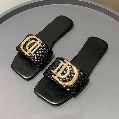 Pantoufles plates de créateur pour femmes, sandales de créateur de luxe, pantoufles décontractées avec fond, sandales d'été pour femmes, nouvelles chaussures pour femmes