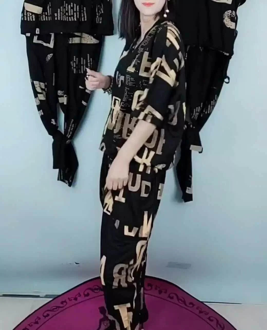 Costume femme 2025 été nouvelle Version coréenne ample imprimé hauts sarouel deux ensembles correspondant à la mode grande taille vêtements pour les femmes