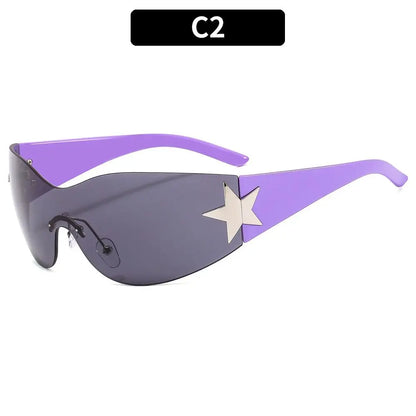 Lunettes de soleil Punk Y2K pour femmes et hommes, tendance, enveloppantes, nuances, décoration étoile, UV400, 2025