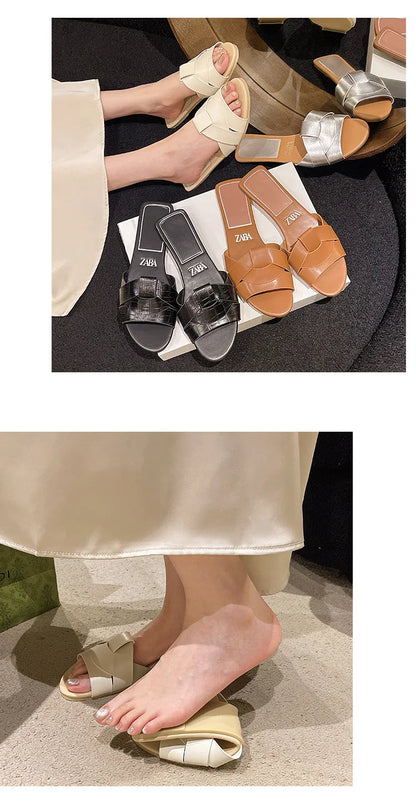 Offre spéciale femmes pantoufles à talons bas pantoufles confortables Sexy croix Peep orteil chaussures de luxe en plein air plage femmes respirabilité chaussures