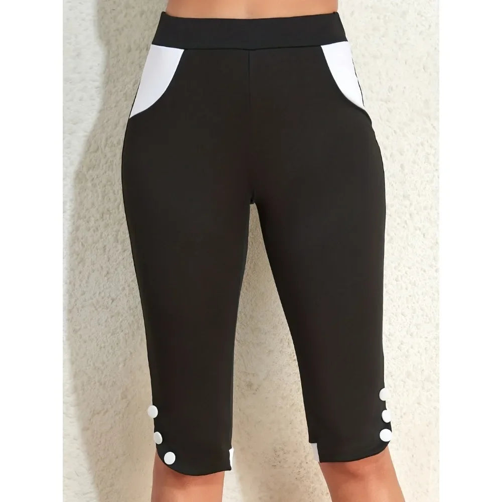 Leggings Capri taille haute pour femmes, grande taille 1XL-5XL, taille élastique