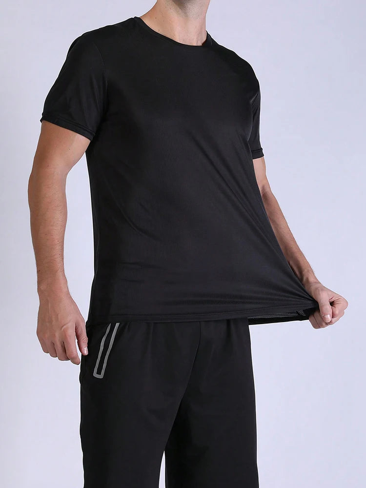 T-shirt de sport à séchage rapide ultraléger pour homme, haut léger, respirant, solide, document, entraînement de fitness, entraînement, course à pied, salle de sport