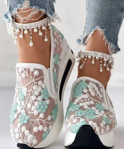 Chaussures plates en dentelle à plateforme pour femmes, baskets de Sport en maille respirantes, sandales décontractées, pour course à pied, plage, danse à bascule, nouvelle collection été 2023