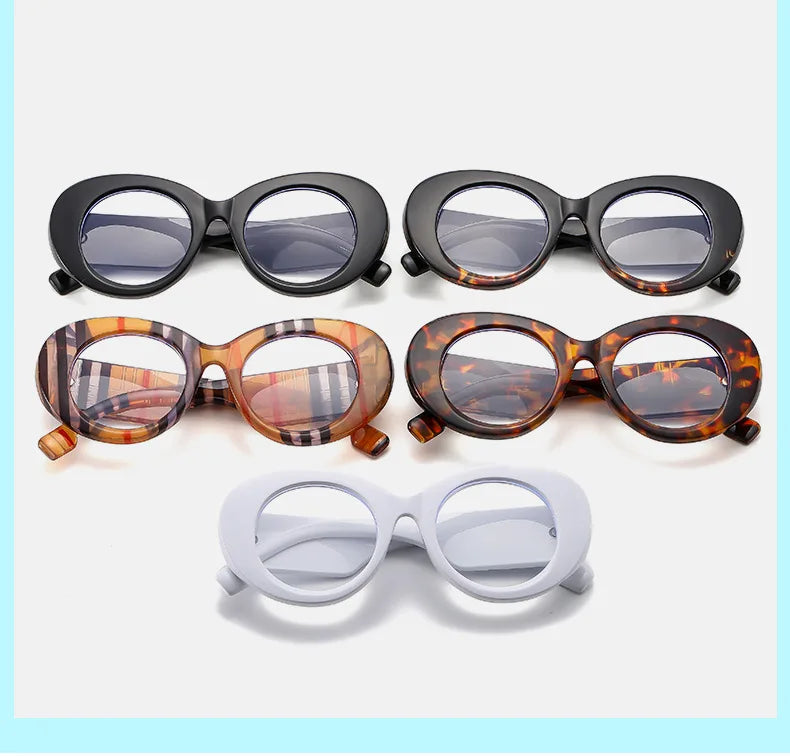 Lunettes anti-lumière bleue à rayures jaunes rétro pour femmes, lunettes transparentes, grande monture ronde, marque de luxe, 2025
