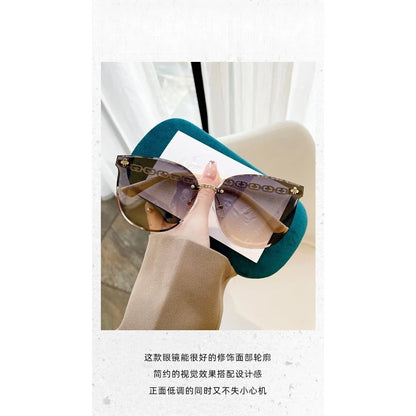 Nouvelle mode sans cadre bord de coupe lettre Style haut de gamme petit parfum femmes lunettes de soleil lunettes de soleil lunettes de soleil