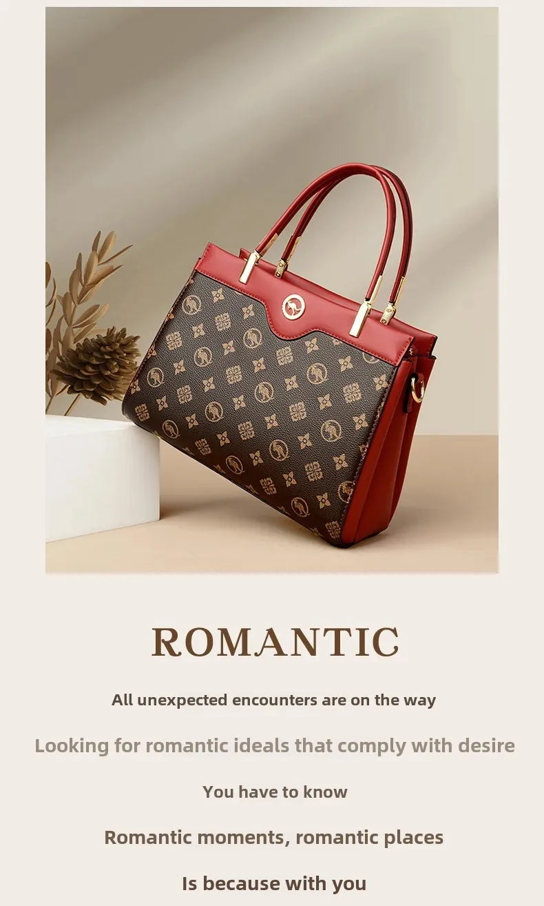 Sac fourre-tout rétro de grande capacité, sac à main imprimé couleur assortie Simple, cadeau pour maman, sac à bandoulière Simple, fermeture à glissière, autre matériau