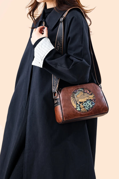 sac de luxe femme sacs bandoulière à imprimé animal sacs carré MOODS-Sacs à bandoulière de style vintage pour femmes, éléphant en relief, mini sac messager carré initié, sacs à main de créateur de luxe, 2024
