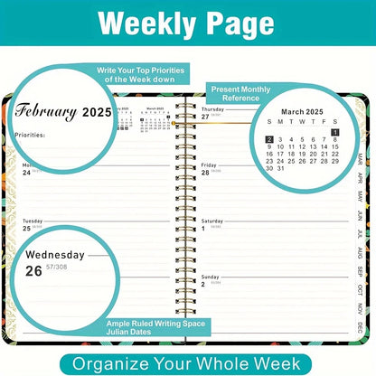 Planificateur 2025 Calendrier hebdomadaire et mensuel 2025 de janvier à décembre A5 (6,2" x 8,5") Plan de travail accaden de 12 mois Etiquettesmic