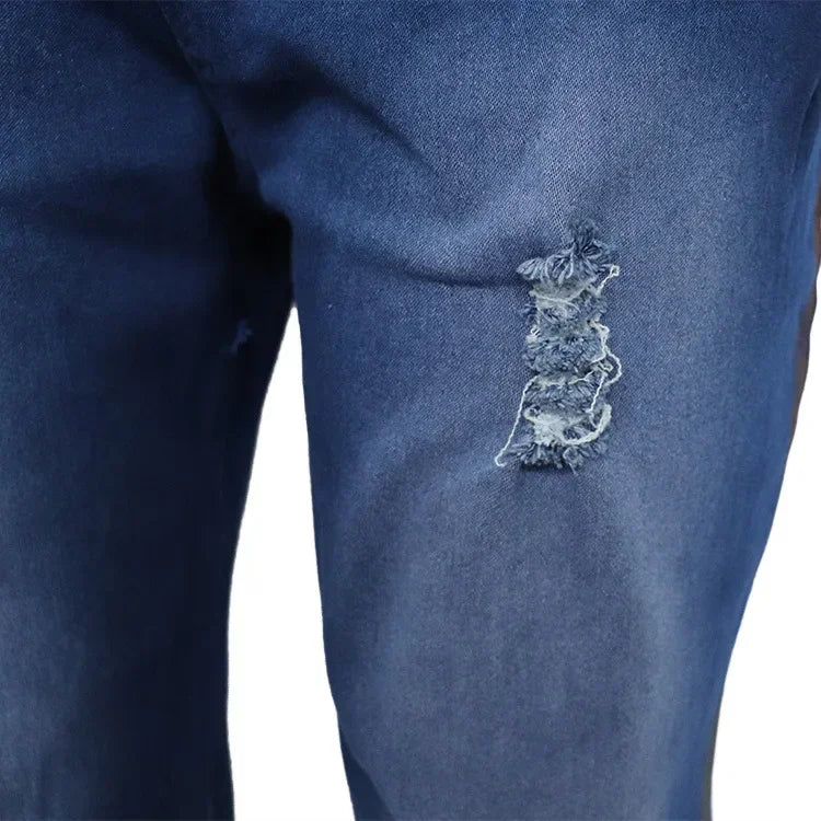 Ensemble deux pièces pour femmes, costume de Cowboy, veste en Jean, simple boutonnage, col rabattu, trou, pantalon évasé, tenues féminines, Ensemble décontracté