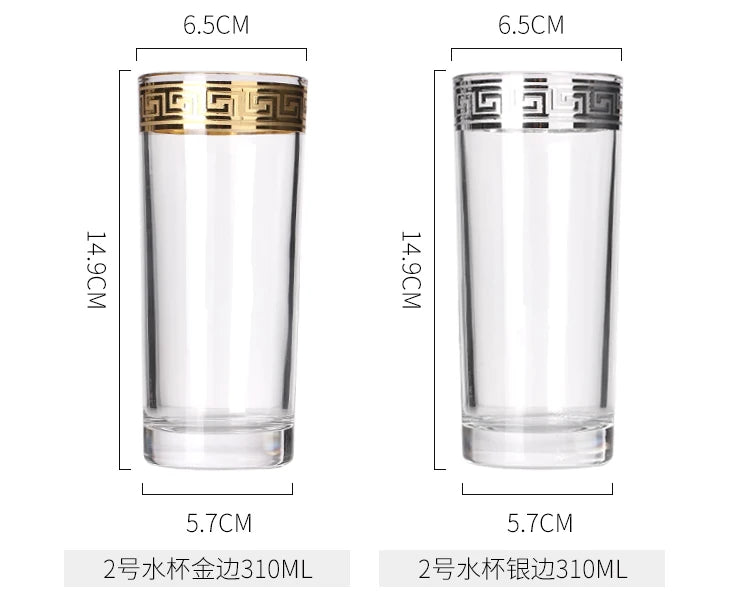 Phnom Penh-Verre Européen à Bord Argenté, Grand Clip Étranger, Vin Rouge, Brandy, Champagne, Table à Manger, Verre à Eau Domestique