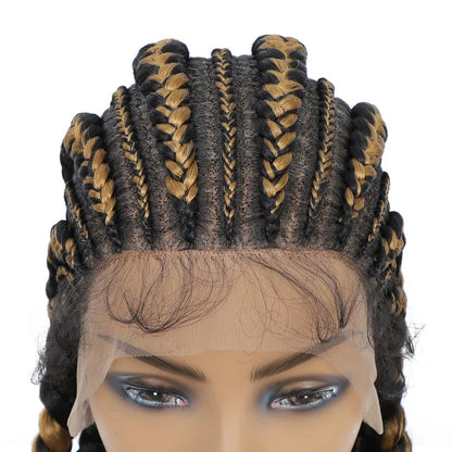 Incoo-Perruque synthétique tressée pour femmes noires, 36 pouces, sans nœud, boîte, Cornrow, cheveux africains