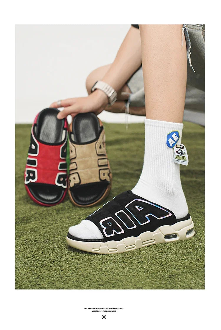 Pantoufles d'été confortables pour hommes, sandales d'extérieur pour hommes, chaussures de marques originales, sandales pour garçons, 2024