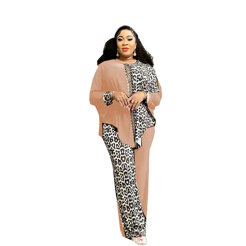 Ensemble Dashiki Africain pour Femme, Haut et Pantalon Assortis, Nouvelle Collection Printemps Automne, 2 Pièces