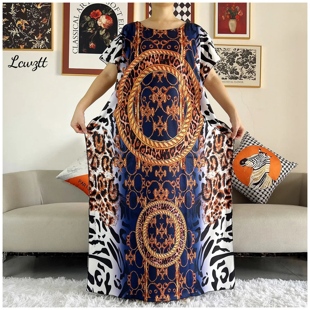Mode nouveau Style fleur manches africain Dashiki imprimé fleuri taille ceinture coton Caftan dame été Maxi robes décontractées robes