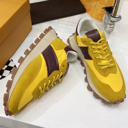 Chaussures de course rétro en daim pour femmes, baskets épaisses, tissu respirant, chaussures de sport à plateforme plate, mode décontractée, recommande une augmentation