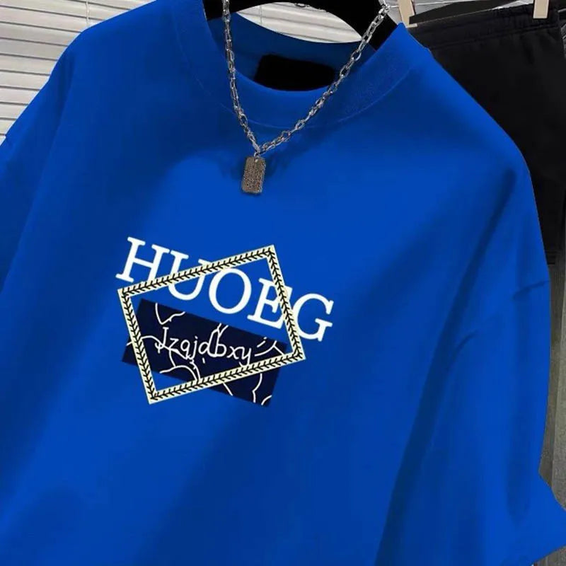 T-shirt à manches courtes en pur coton de style européen pour femmes, vêtements d'été décontractés, haut imprimé à col rond, pull basique pour femme