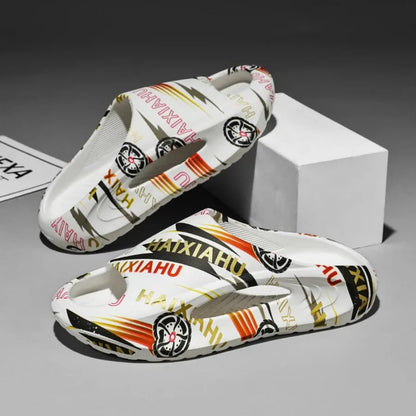 Plate-forme chaussures pour hommes nouveaux tongs d'été 2025 sandales respirant antidérapant amoureux hommes et femmes tout correspondant imprimé pantoufles hommes