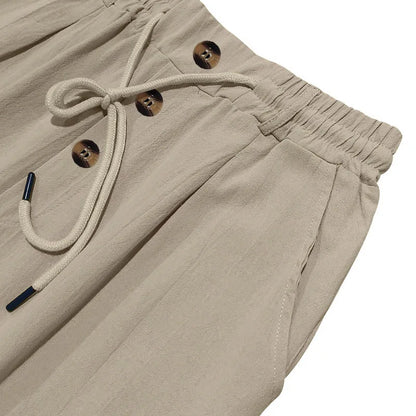 Pantalon de plage confortable en coton et lin pour hommes, sangle droite, haute qualité, décontracté, printemps et automne, nouvelle mode, 2025