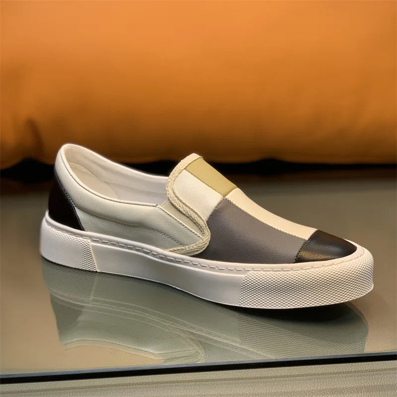 Mocassins plats en cuir véritable pour hommes, chaussures basses respirantes, design de nuit de documents, haute qualité, mode