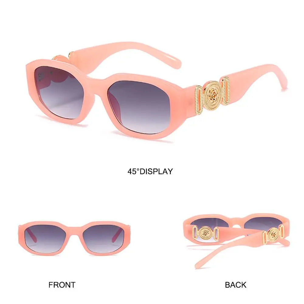 Lunettes de soleil Y2K irrégulières pour femmes et hommes, monture optique, nuances vintage, protection UV, design rose en métal, été