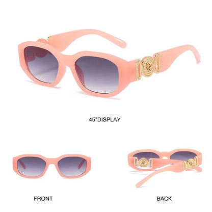 Lunettes de soleil Y2K irrégulières pour femmes et hommes, monture optique, nuances vintage, protection UV, design rose en métal, été