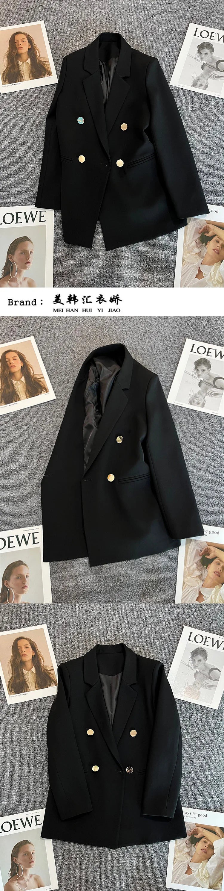 Couleur bonbon OL Blazer printemps automne cranté à manches longues Double boutonnage bouton en métal mince poche Blazer manteaux ZXFS-S602