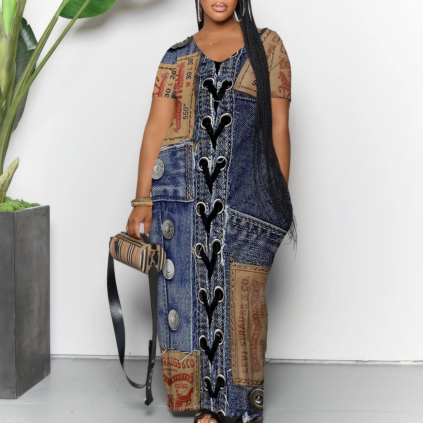 Robe longue décontractée pour femmes, tenue de plage à bretelles, avec poches, été