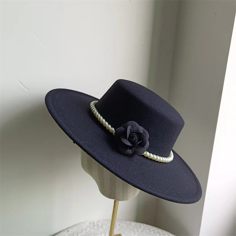 Chapeau Fedora de Style français pour femmes, chapeau en feutre à bord large de 10CM, Derby d'hiver et d'automne, chapeaux de Jazz de mariage
