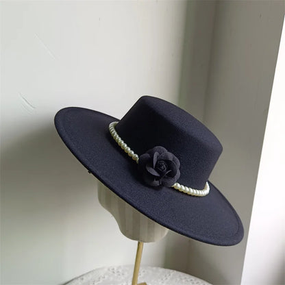 Chapeau Fedora de Style français pour femmes, chapeau en feutre à bord large de 10CM, Derby d'hiver et d'automne, chapeaux de Jazz de mariage