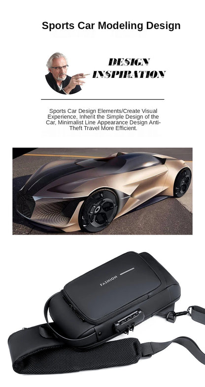 Sac à bandoulière antivol en cuir PU pour homme, sac de poitrine, classique, multifonctionnel, initié, créateur de marque, nouveau